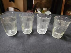Set Of 4 Juice Pressed Glass Antique Vintage